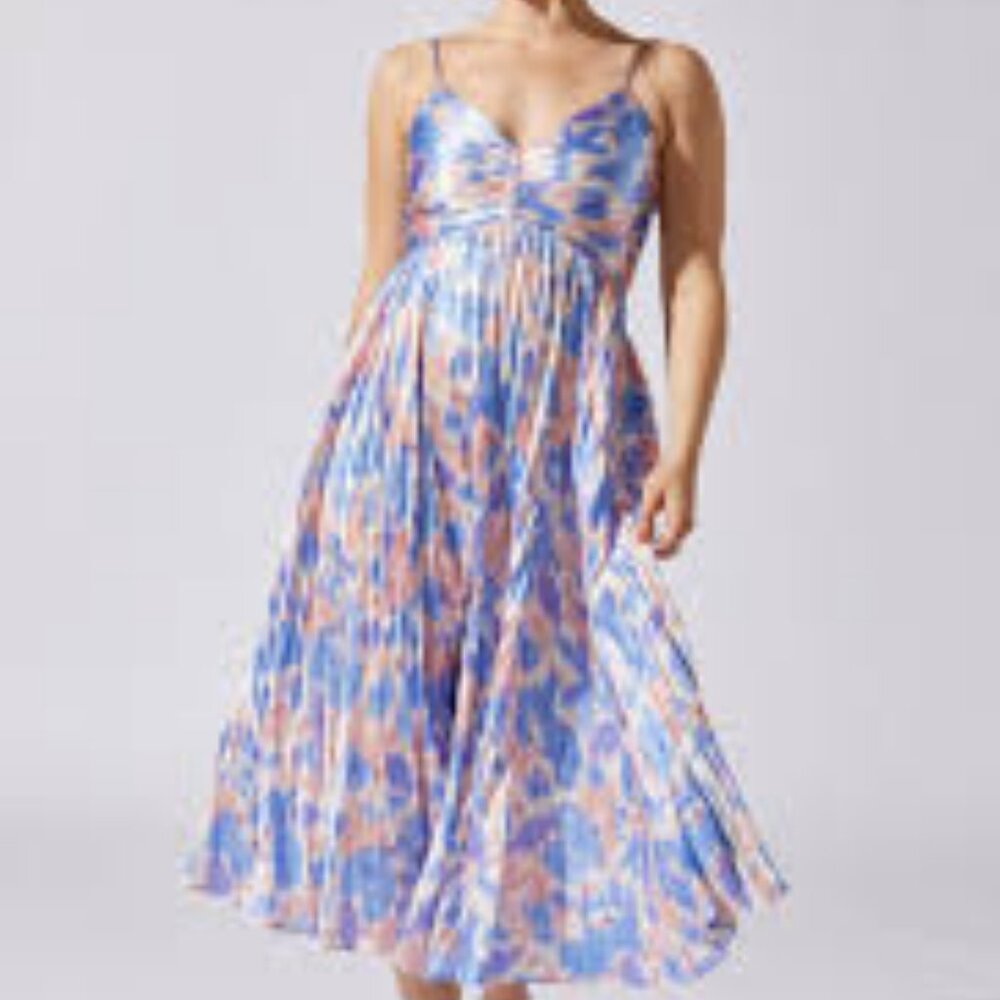 Astr Blue and Peach Floral Maxi Dress